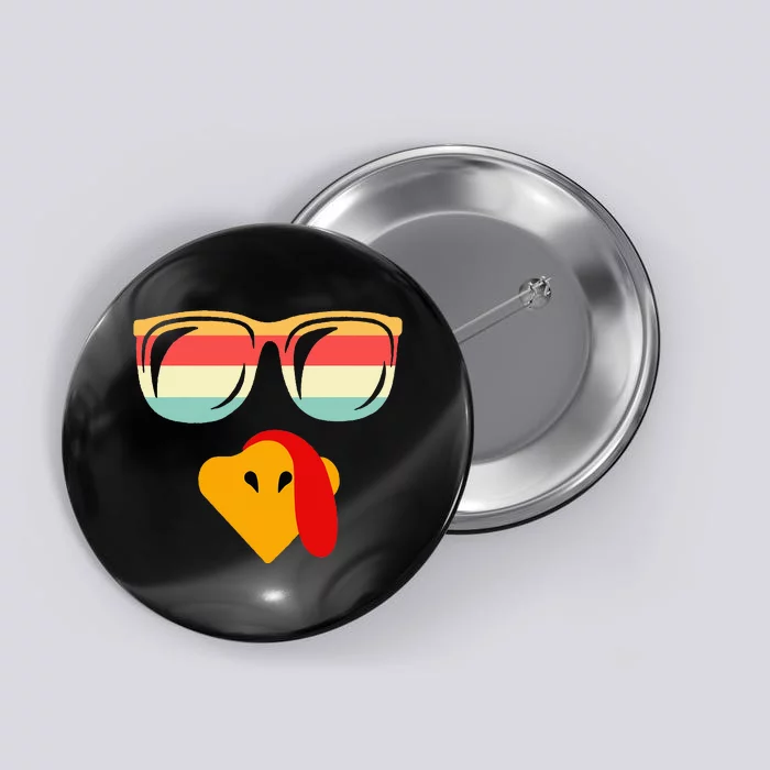 Cool Turkey Face With Sunglasses Thanksgiving Button