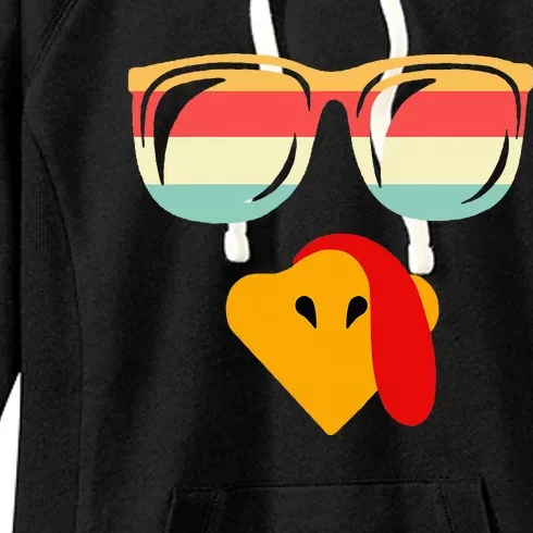 Cool Turkey Face With Sunglasses Thanksgiving Women's Fleece Hoodie