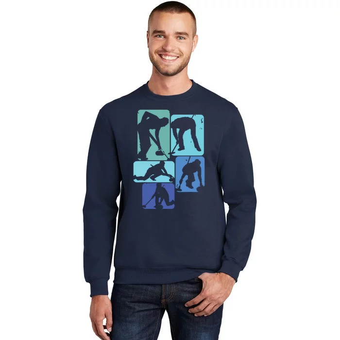 Curling T For Curler Retro Men Curling Player Sweatshirt