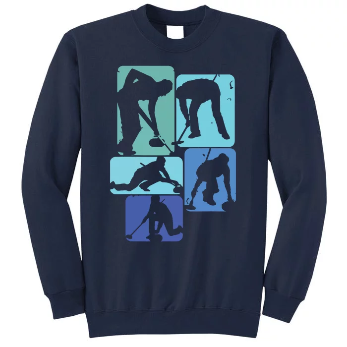 Curling T For Curler Retro Men Curling Player Tall Sweatshirt