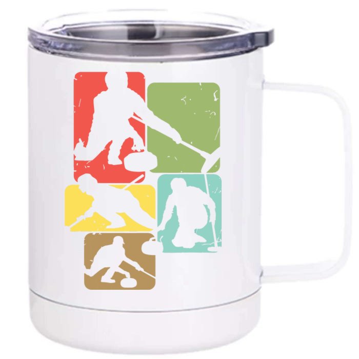 Curling T For Curler Retro Women Curling Player Front & Back 12oz Stainless Steel Tumbler Cup