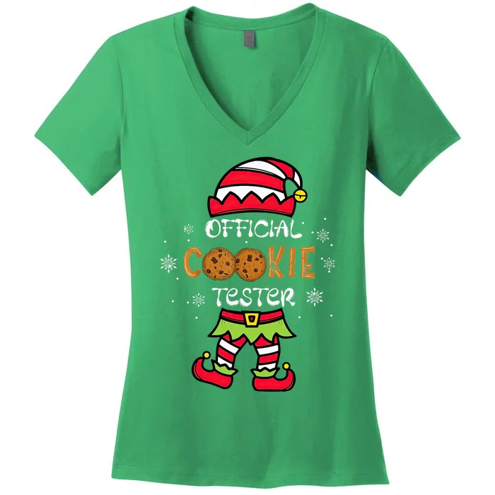 Cookie Tester Family Christmas Pajamas Women's V-Neck T-Shirt