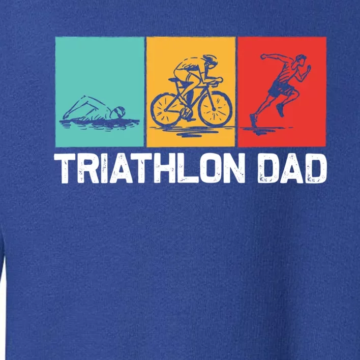 Cool Triathlon For Dad Father Swimming Running Swim Bike Run Gift Toddler Sweatshirt