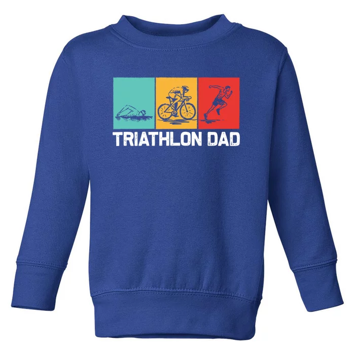 Cool Triathlon For Dad Father Swimming Running Swim Bike Run Gift Toddler Sweatshirt