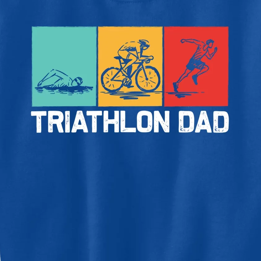 Cool Triathlon For Dad Father Swimming Running Swim Bike Run Gift Kids Sweatshirt