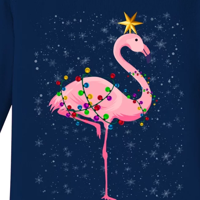 Christmas Tree Flamingo Santa Hat Xmas Lights Fa La Mingo Gift Baby Long Sleeve Bodysuit