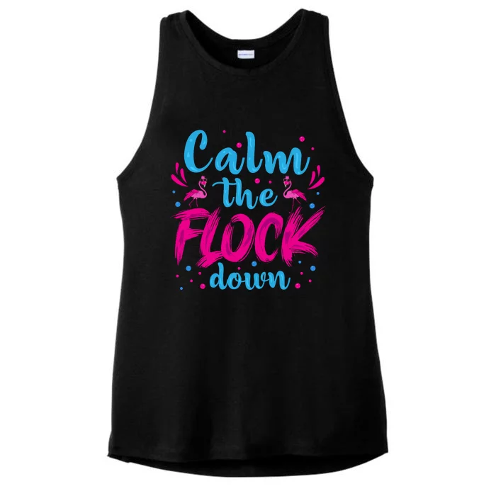 Calm The Flock Down Flamingo T Ladies Tri-Blend Wicking Tank