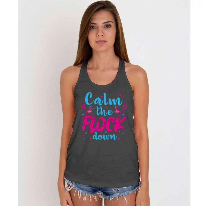 Calm The Flock Down Flamingo T Women's Knotted Racerback Tank