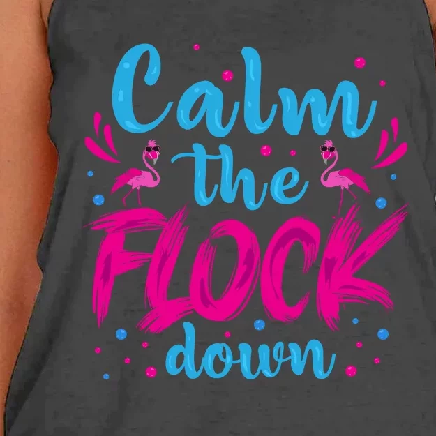 Calm The Flock Down Flamingo T Women's Knotted Racerback Tank