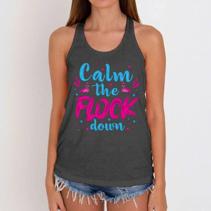 Calm The Flock Down Flamingo T Women's Knotted Racerback Tank