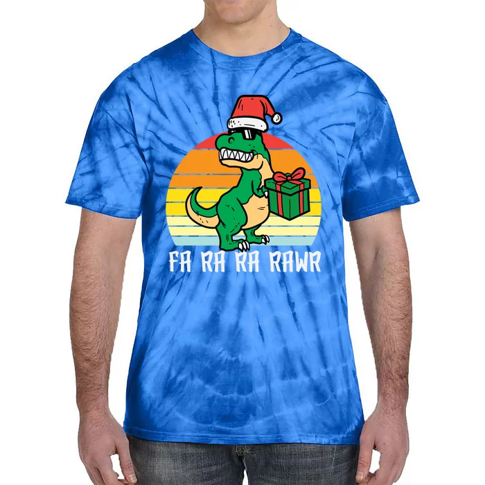 Christmas Trex Fa Ra Ra Rawr Xmas Dino Gift Tie-Dye T-Shirt