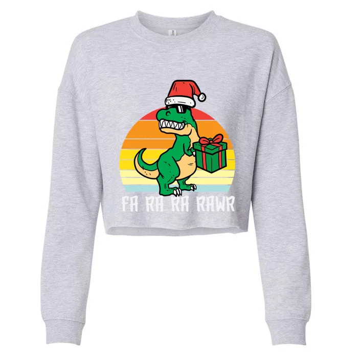 Christmas Trex Fa Ra Ra Rawr Xmas Dino Gift Cropped Pullover Crew