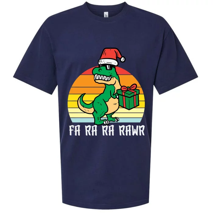 Christmas Trex Fa Ra Ra Rawr Xmas Dino Gift Sueded Cloud Jersey T-Shirt