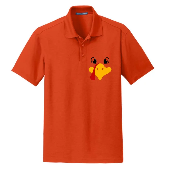 Cute Turkey Face Dry Zone Grid Performance Polo