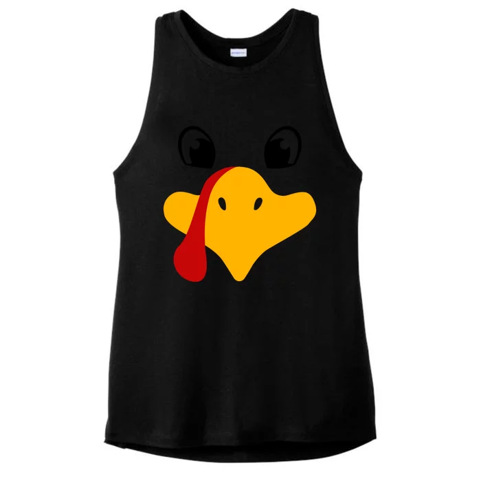 Cute Turkey Face Ladies Tri-Blend Wicking Tank