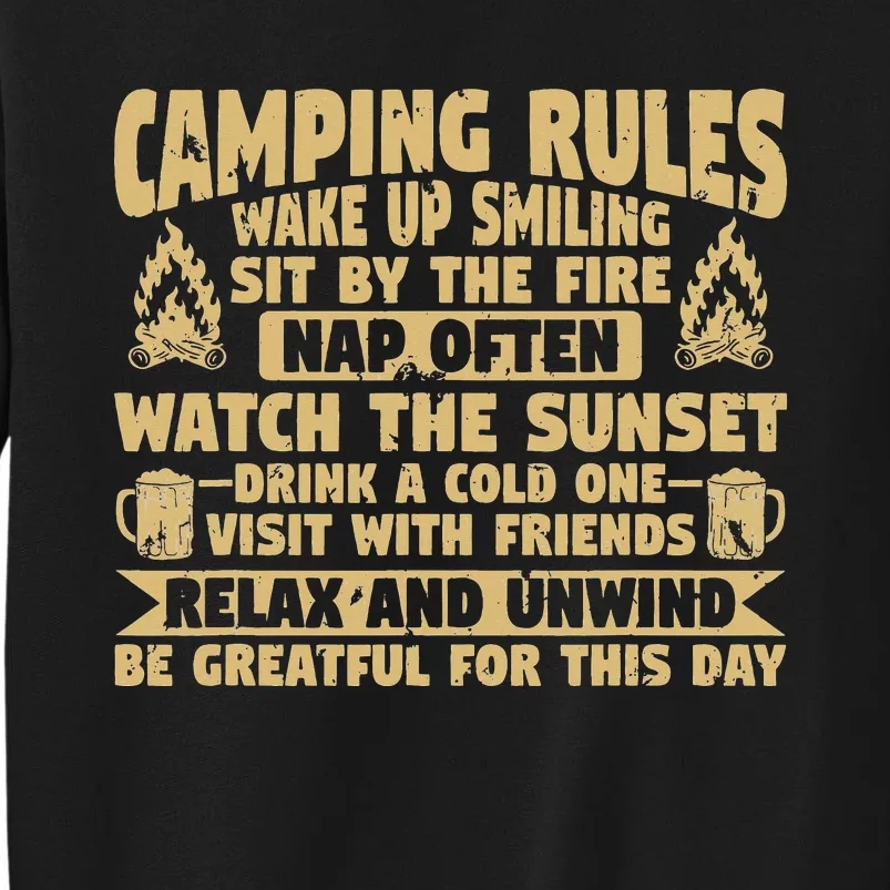 Camping Trailer Funny Camper Camping Rules Tall Sweatshirt