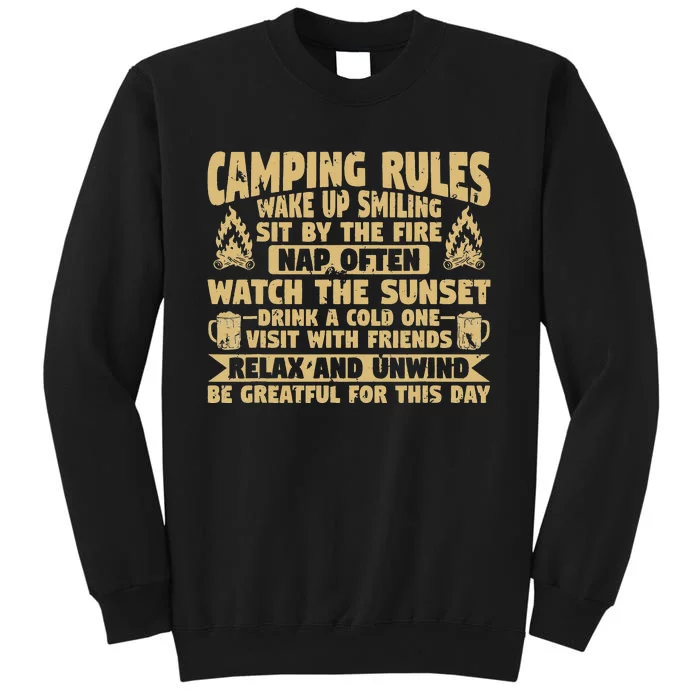 Camping Trailer Funny Camper Camping Rules Tall Sweatshirt