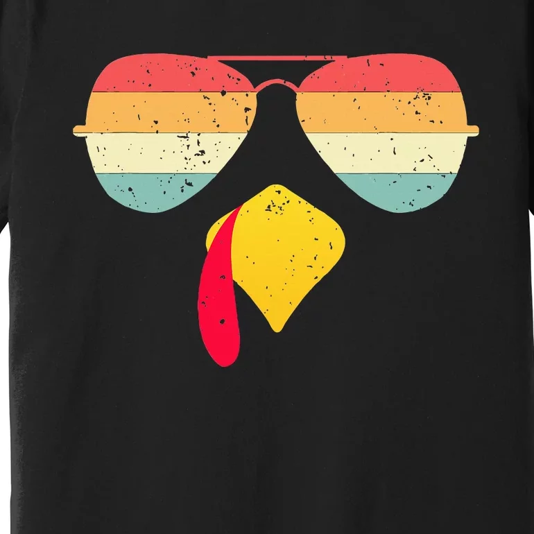 Cool Turkey Face With Sunglasses Funny Thanksgiving Premium T-Shirt