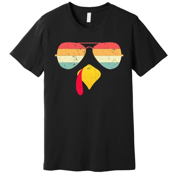 Cool Turkey Face With Sunglasses Funny Thanksgiving Premium T-Shirt