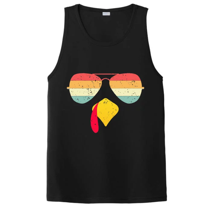 Cool Turkey Face With Sunglasses Funny Thanksgiving Performance Tank