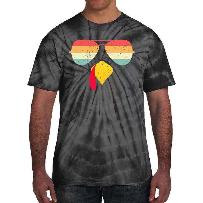 Cool Turkey Face With Sunglasses Funny Thanksgiving Tie-Dye T-Shirt