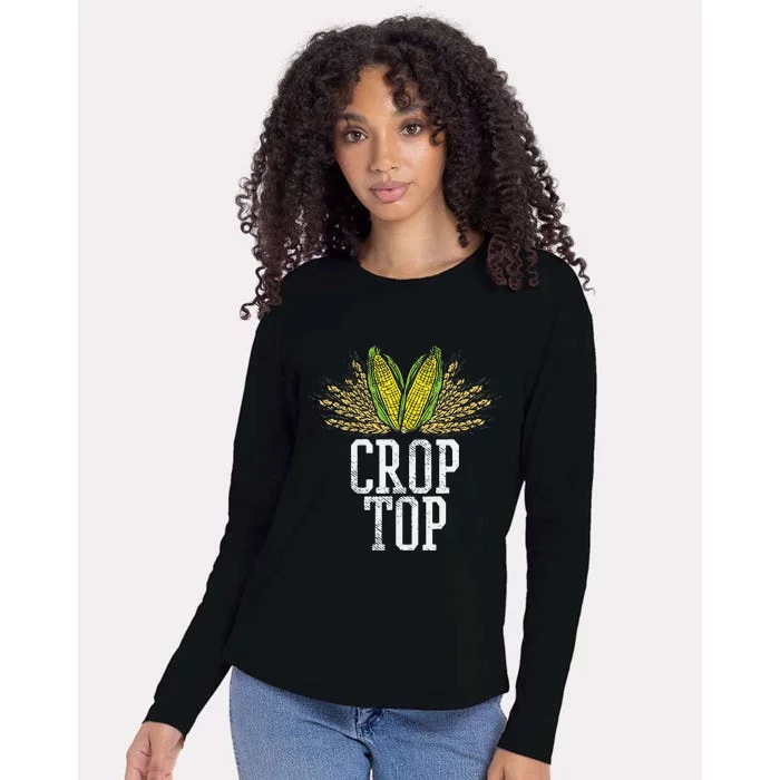 Crop Top Farm Pun Corn Farming Agriculture Funny Farmer Womens Cotton Relaxed Long Sleeve T-Shirt