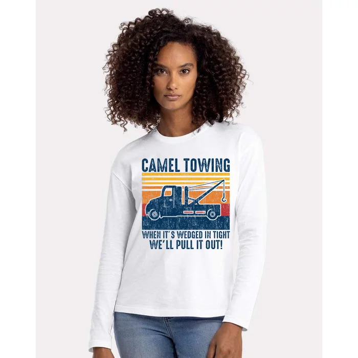 Camel Towing Funny Tow Truck Womens Cotton Relaxed Long Sleeve T-Shirt