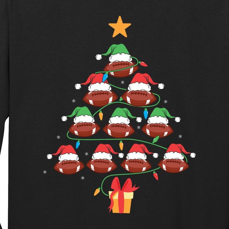 Christmas Tree Football Ornament Lights Funny Xmas Holiday Long Sleeve Shirt