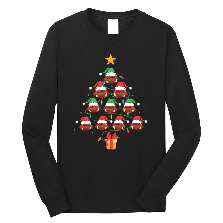 Christmas Tree Football Ornament Lights Funny Xmas Holiday Long Sleeve Shirt