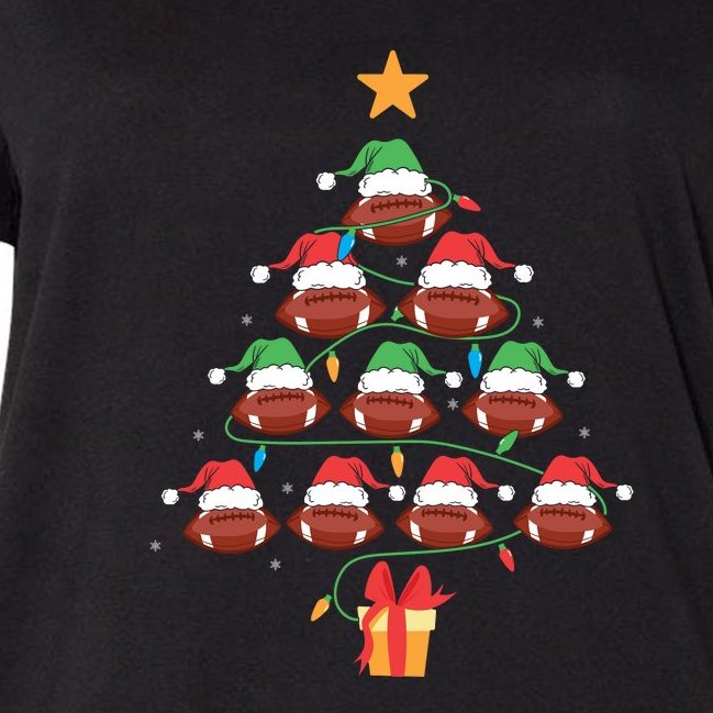 Christmas Tree Football Ornament Lights Funny Xmas Holiday Women's V-Neck Plus Size T-Shirt