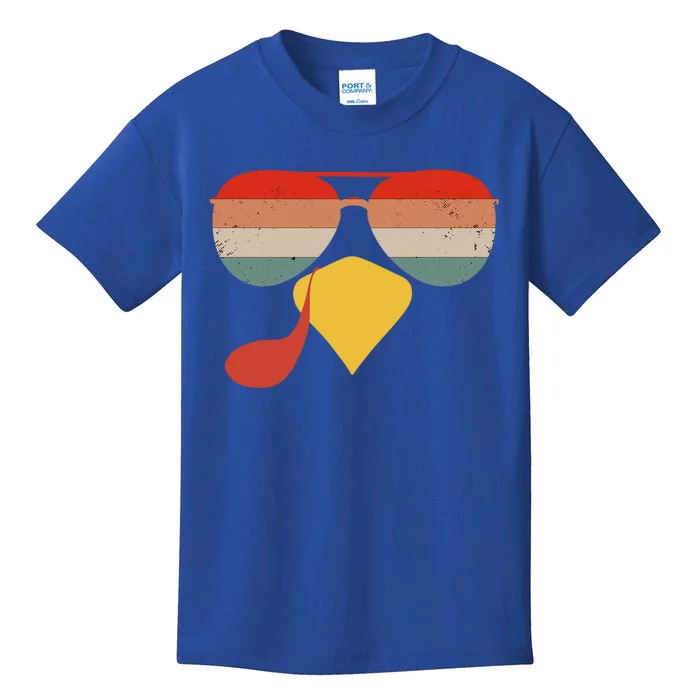 Cool Turkey Face Vintage Sunglasses Thanksgiving Fun Family Gift Kids T-Shirt