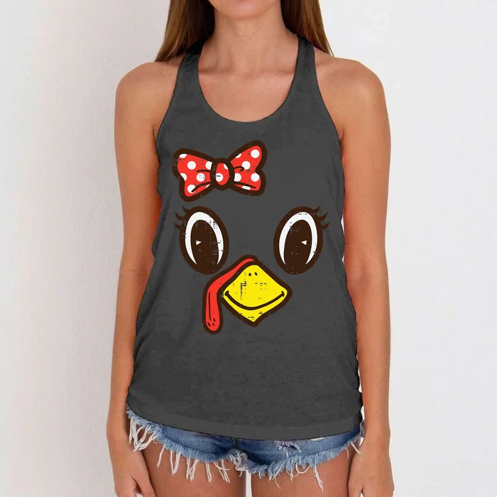 Cute Turkey Face Ribbon Thanksgiving Women's Knotted Racerback Tank