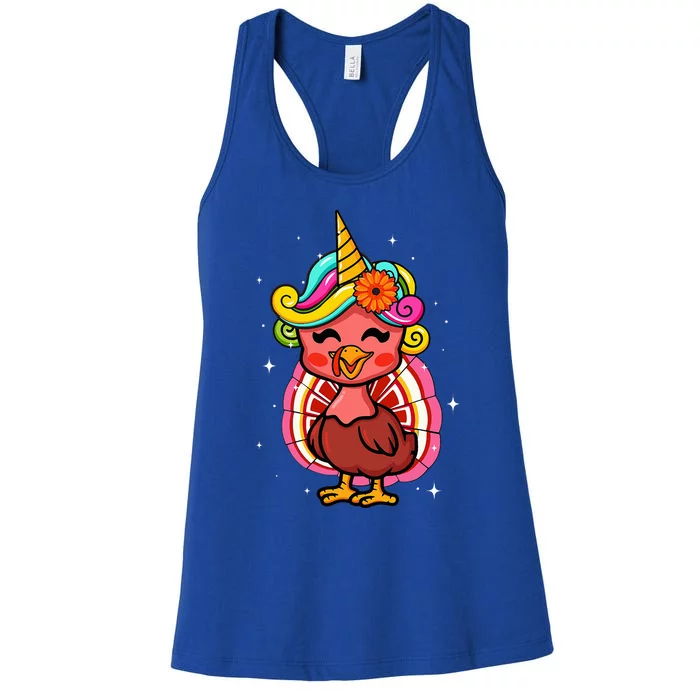 Cute Turkicorn Family Matching Thanksgiving Women's Racerback Tank