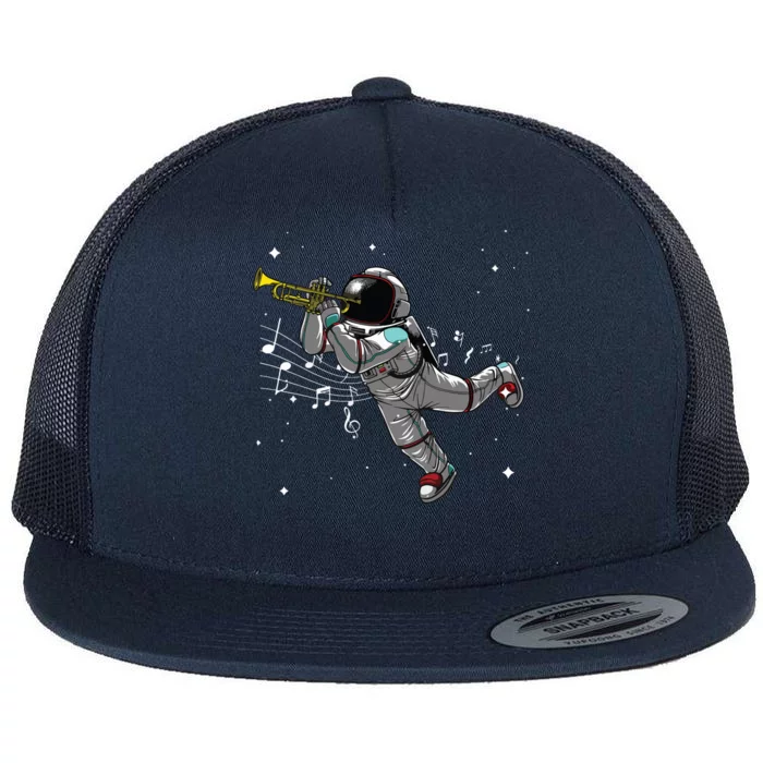 Cool Trumpet For Men Women Astronaut Trumpet Player Musician Flat Bill Trucker Hat