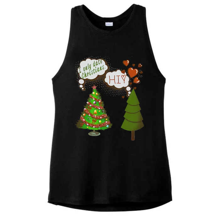 Christmas Tree + Fir Tree In Love Ladies Tri-Blend Wicking Tank