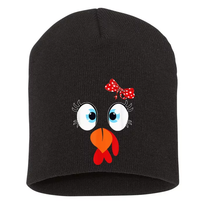 Cute Turkey Face Thanksgiving I'm Thankful Family Costume Short Acrylic Beanie