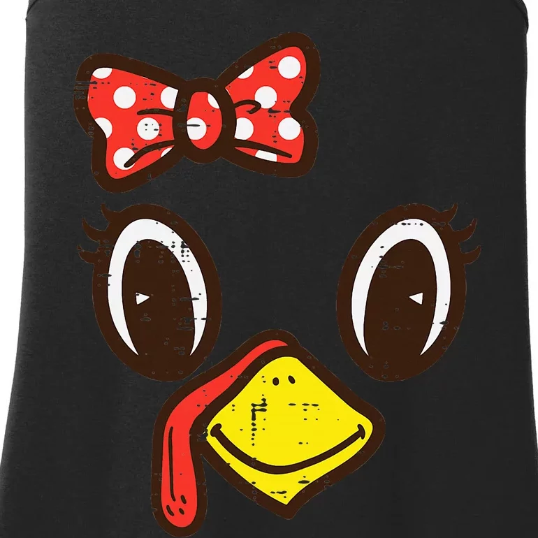 Cute Turkey Face Ribbon Thanksgiving Ladies Essential Tank