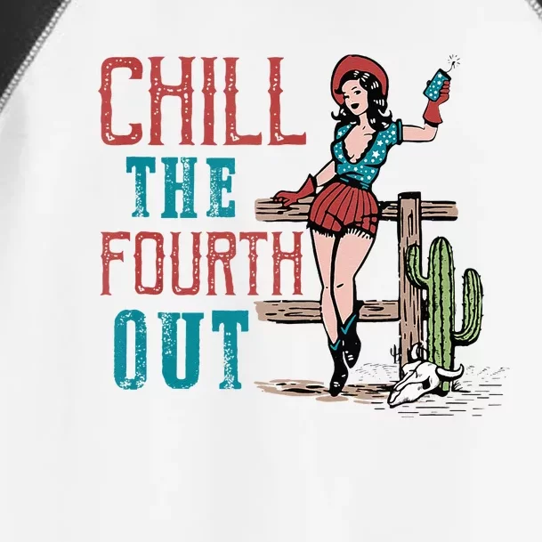 Chill The Fourth Out Retro Western Cow Happy 4th of July Toddler Fine Jersey T-Shirt