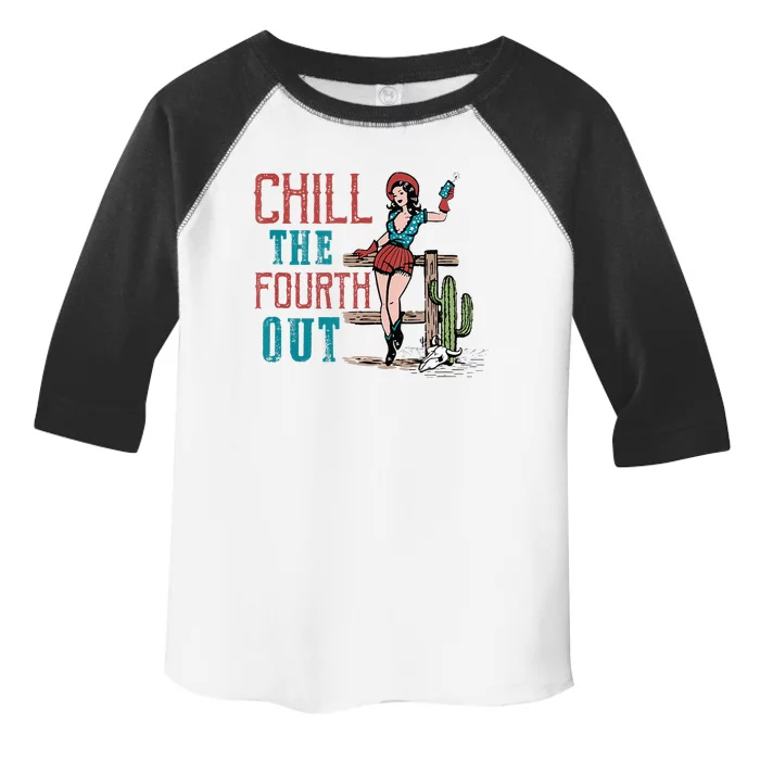 Chill The Fourth Out Retro Western Cow Happy 4th of July Toddler Fine Jersey T-Shirt