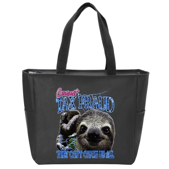 Commit Tax Fraud Retro Bootleg Rap Sloth Streetwear Zip Tote Bag