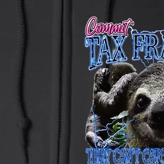 Commit Tax Fraud Retro Bootleg Rap Sloth Streetwear Full Zip Hoodie