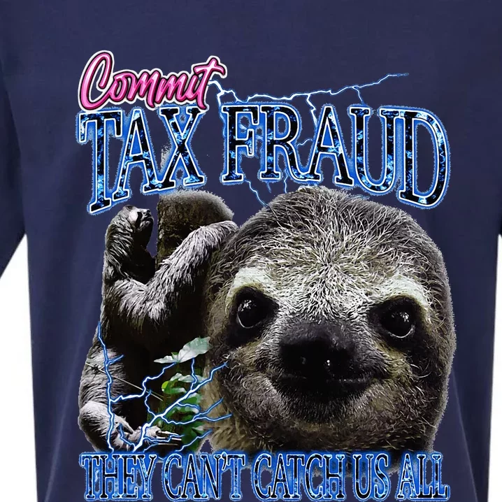 Commit Tax Fraud Retro Bootleg Rap Sloth Streetwear Sueded Cloud Jersey T-Shirt