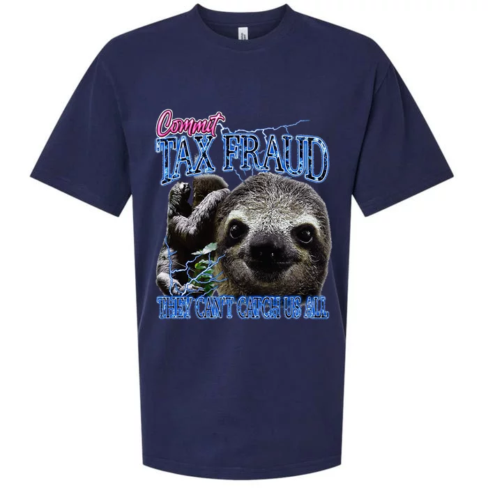 Commit Tax Fraud Retro Bootleg Rap Sloth Streetwear Sueded Cloud Jersey T-Shirt