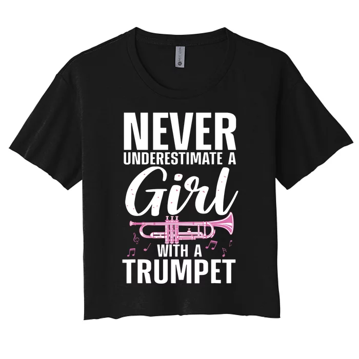 Cool Trumpet For Women Girl Marching Band Trumpet Player Women's Crop Top Tee