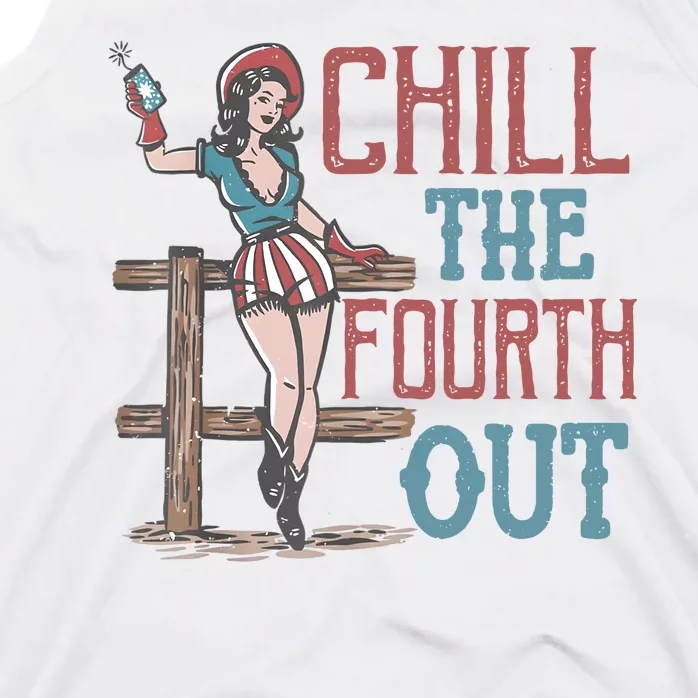 Chill The Fourth Out Retro Western Cowgirl Happy 4th Of July Tank Top