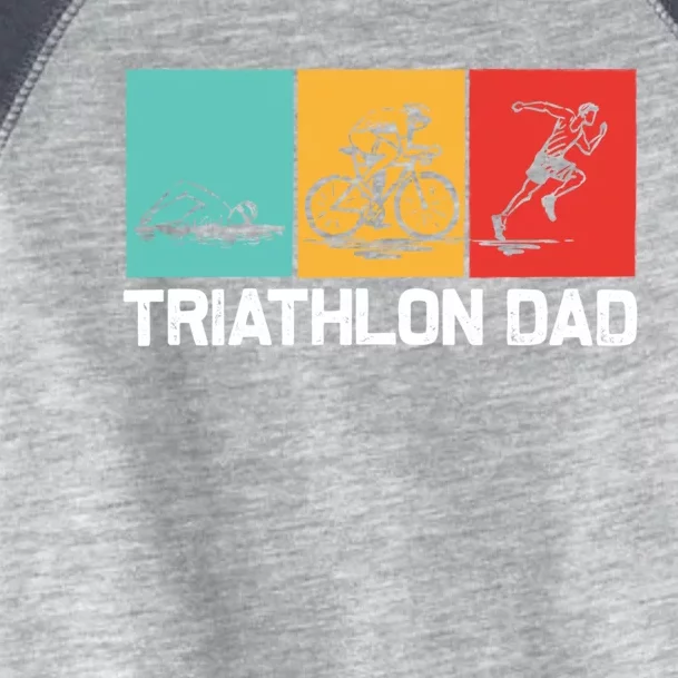 Cool Triathlon For Dad Father Swimming Running Swim Bike Run Gift Toddler Fine Jersey T-Shirt