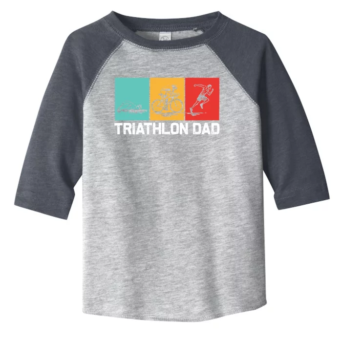 Cool Triathlon For Dad Father Swimming Running Swim Bike Run Gift Toddler Fine Jersey T-Shirt