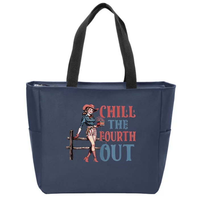 Chill The Fourth Out Cowgirl 4th Of July Zip Tote Bag