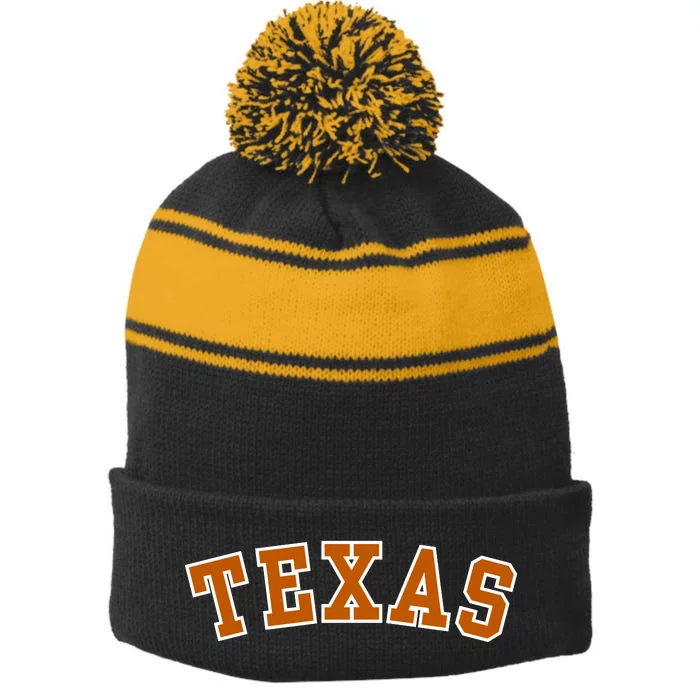 Cute Texas Fan Stripe Pom Pom Beanie