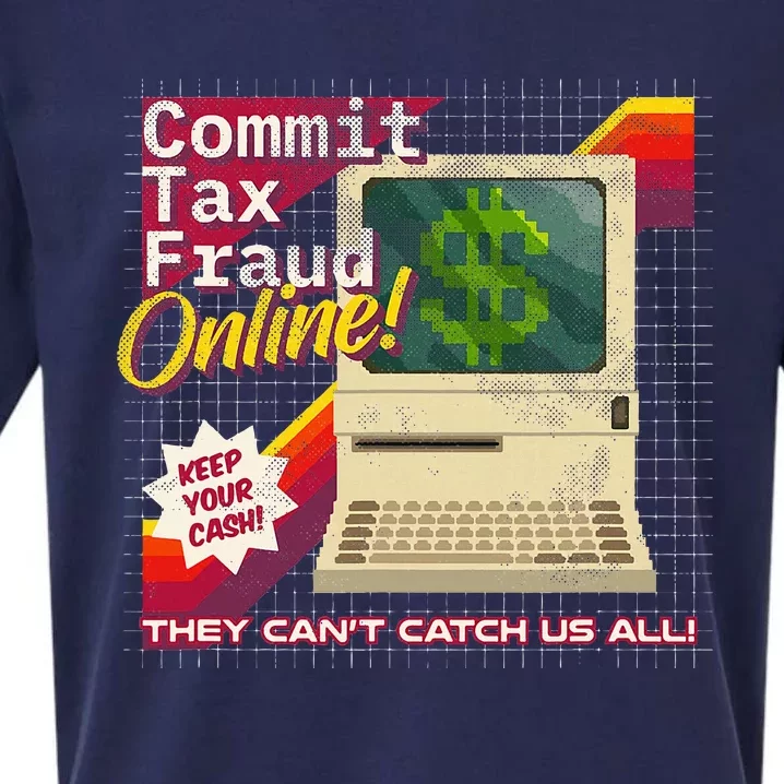 Commit Tax Fraud Online! Distressed Retro Video Game Box Art Sueded Cloud Jersey T-Shirt